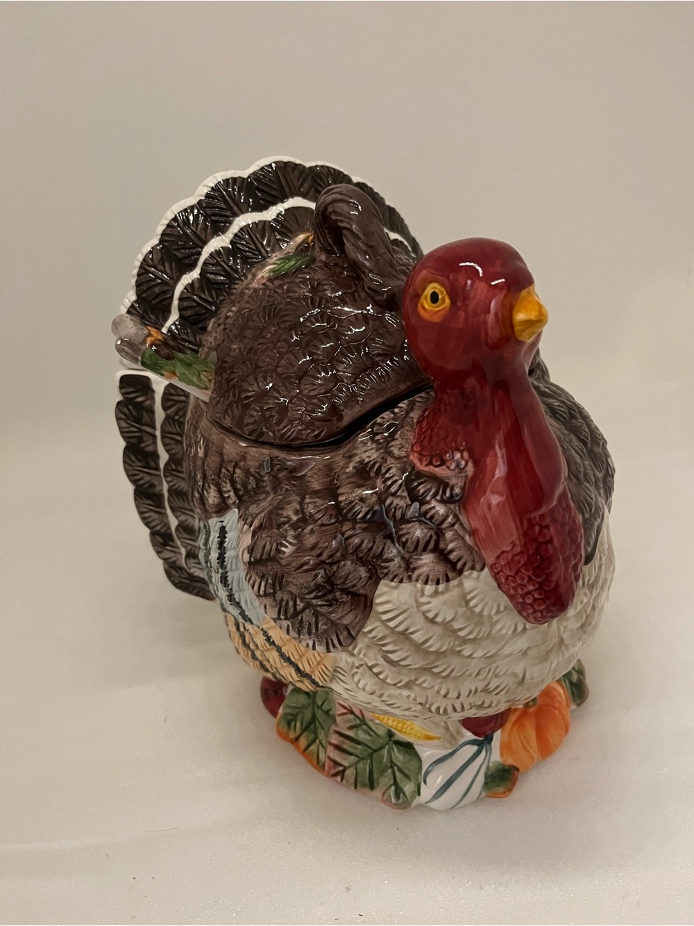 World Bazaars Turkey Shaped Ceramic Soup Container Jar w/ Lid 6x6x10in